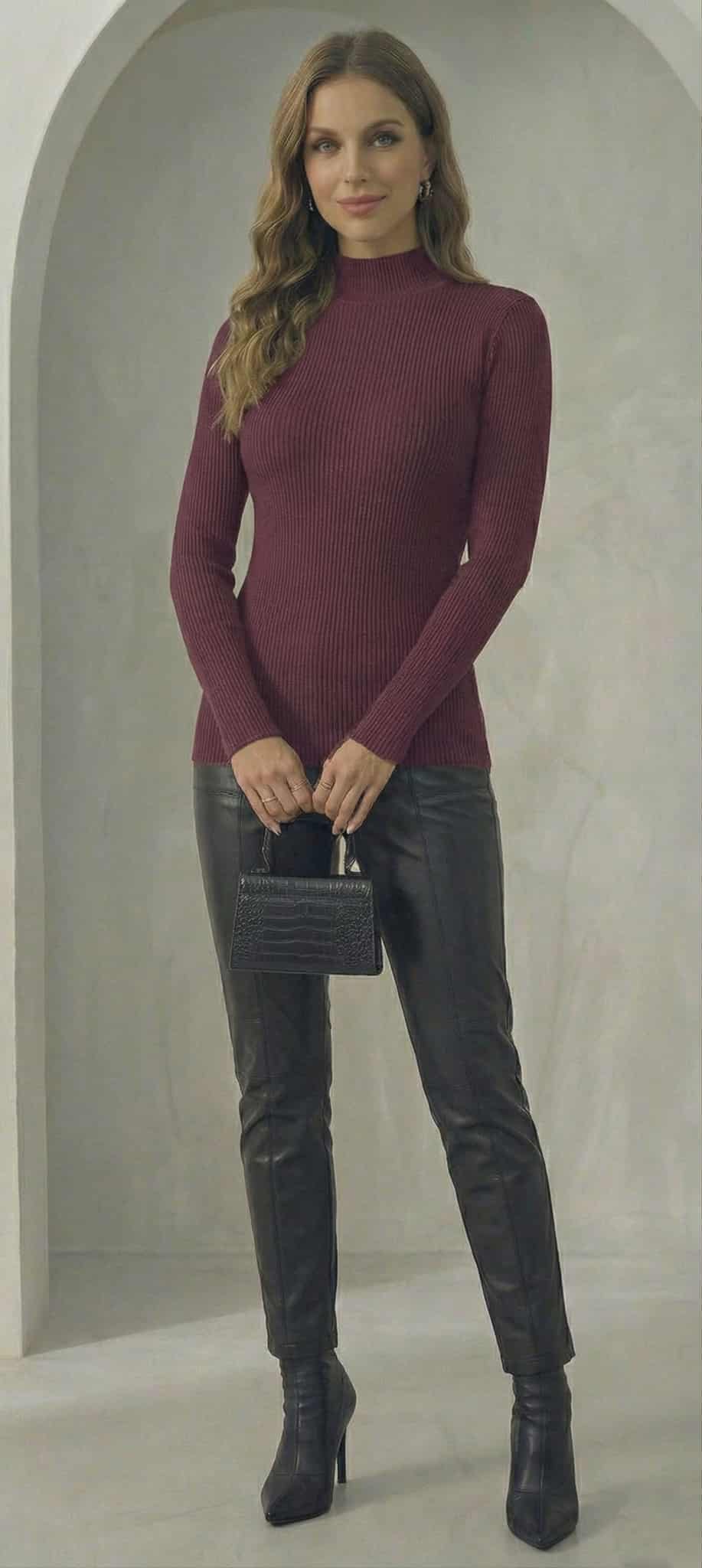 essential ribbed wool high neck tee essential ribbed wool high neck tee