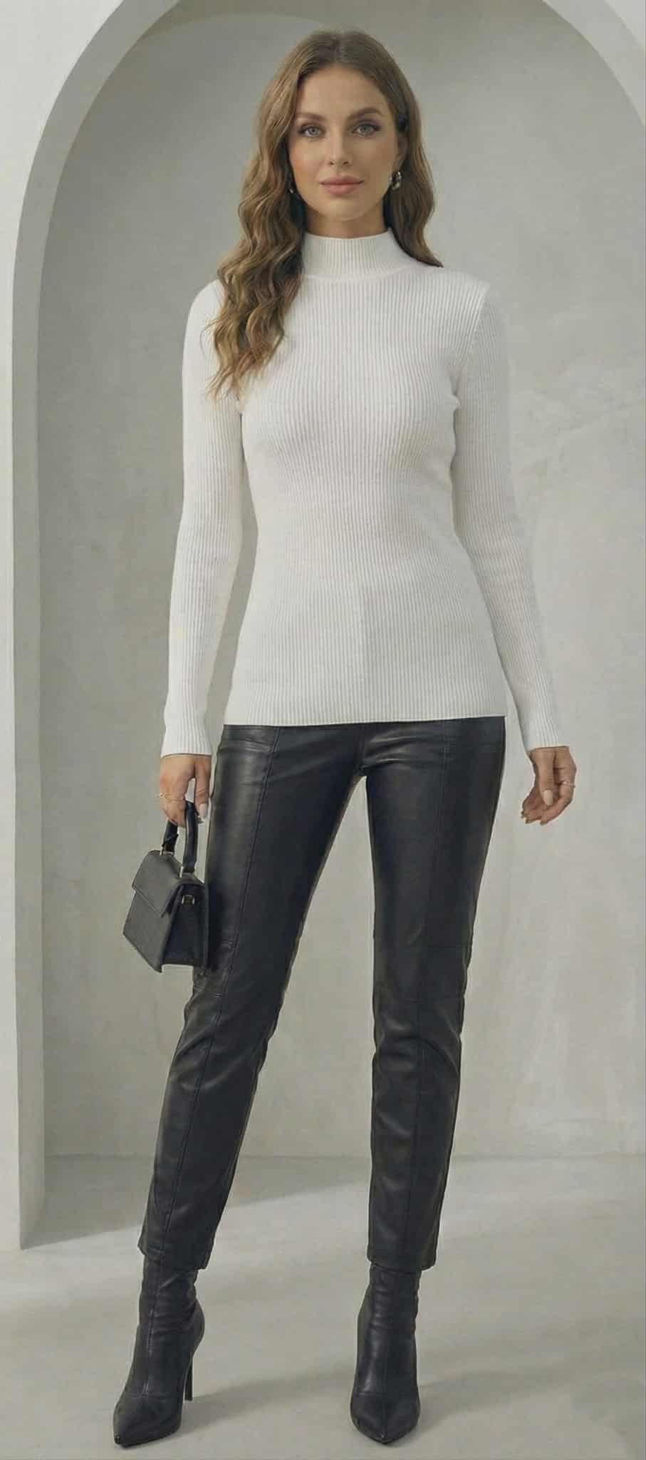 essential ribbed wool high neck tee essential ribbed wool high neck tee