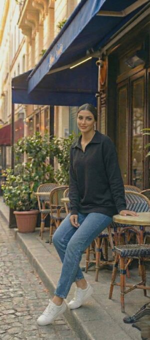 classic luxe wool polo sweater