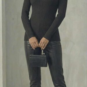 essential ribbed wool high neck tee