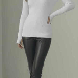 ribbed slim fit turtleneck top