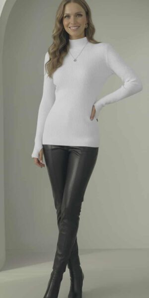 ribbed slim fit turtleneck top